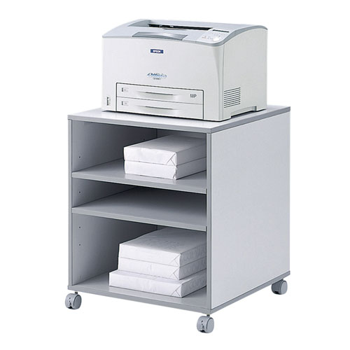 プリンタ台(プリンタワゴン・キャスター付き・収納・棚付き・ライトグレー) LPS-T102KN サンワサプライ