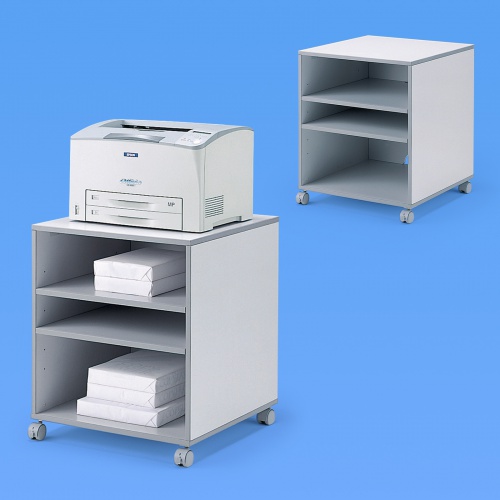 プリンタ台(プリンタワゴン・キャスター付き・収納・棚付き・ライトグレー) LPS-T102KN サンワサプライ