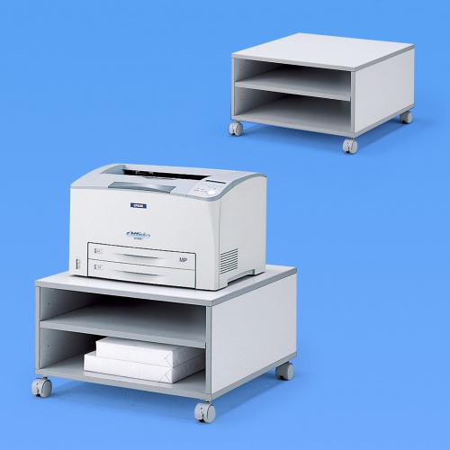 プリンタ台(プリンタワゴン・キャスター付き・収納・棚付き・ライトグレー）LPS-T103KN サンワサプライ
