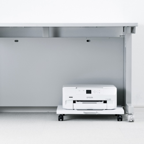 プリンター台（ラック・ワゴン・キャスター・収納・1段・木製・デスク下・足元・スライド・白・オフィス・48cm×44.5cm）LPS-T111 サンワサプライ