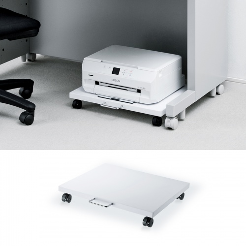 プリンター台（ラック・ワゴン・キャスター・収納・1段・木製・デスク下・足元・スライド・白・オフィス・48cm×44.5cm）LPS-T111 サンワサプライ