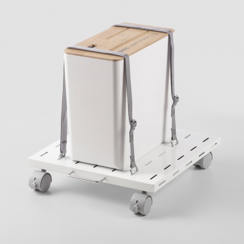 プリンタ台（ロータイプ・床置き・キャスター付・スチール製・幅40cm×奥行き40cm・ホワイト）