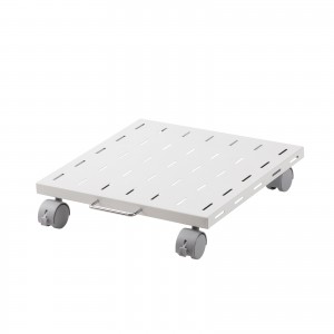 プリンタ台（ロータイプ・床置き・キャスター付・スチール製・幅40cm×奥行き40cm・ホワイト）