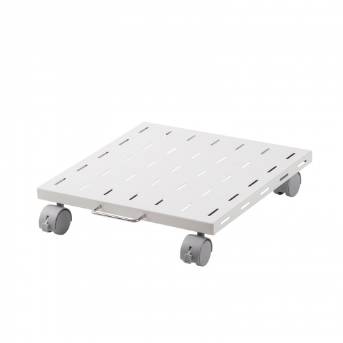 プリンタ台（ロータイプ・床置き・キャスター付・スチール製・幅40cm×奥行き40cm・ホワイト）