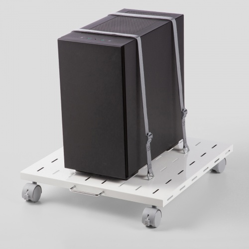 プリンタ台（ロータイプ・床置き・キャスター付・スチール製・幅50cm×奥行き50cm・ホワイト）