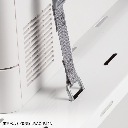 プリンタ台（ロータイプ・床置き・キャスター付・スチール製・幅50cm×奥行き50cm・ホワイト）