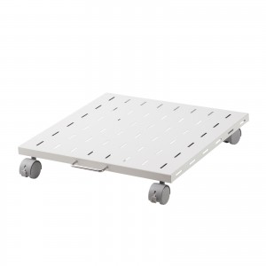 プリンタ台（ロータイプ・床置き・キャスター付・スチール製・幅50cm×奥行き50cm・ホワイト）