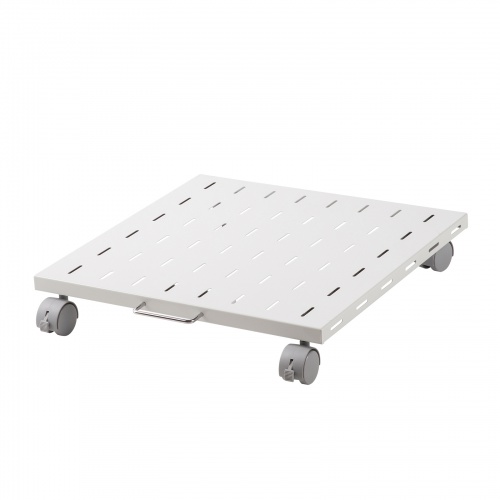 プリンタ台（ロータイプ・床置き・キャスター付・スチール製・幅50cm×奥行き50cm・ホワイト）