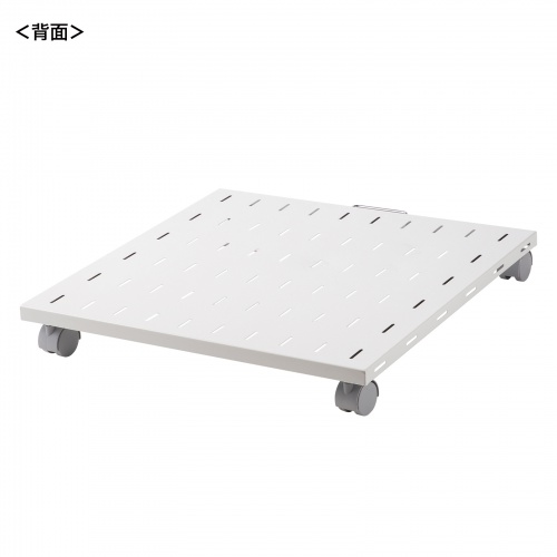 プリンタ台（ロータイプ・床置き・キャスター付・スチール製・幅60cm×奥行き60cm・ホワイト）