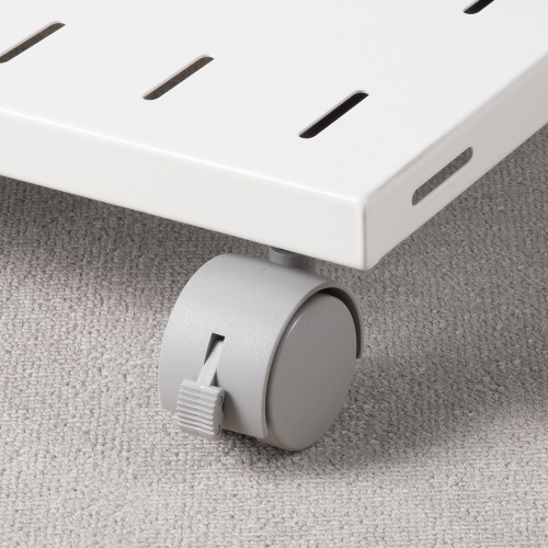 プリンタ台（ロータイプ・床置き・キャスター付・スチール製・幅60cm×奥行き60cm・ホワイト）