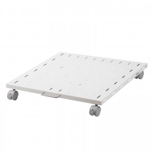 プリンタ台（ロータイプ・床置き・キャスター付・スチール製・幅60cm×奥行き60cm・ホワイト）