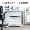 プリンタ台（ロータイプ・床置き・キャスター付・スチール製・幅60cm×奥行き60cm・ホワイト）