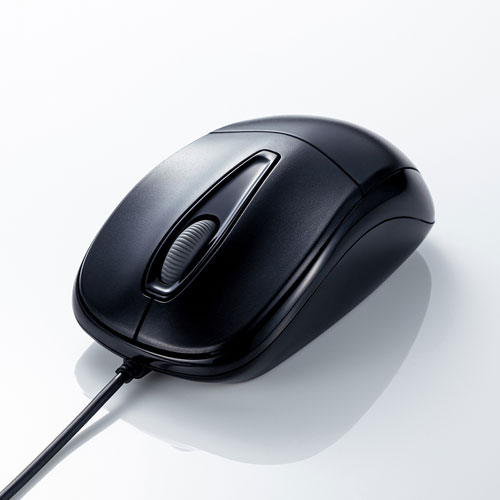 静音有線マウス（ケーブル接続・光学センサー・3ボタン・左右対称・中型・ブラック・ サンワサプライ）