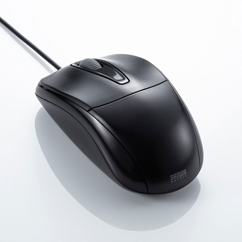 静音有線マウス（ケーブル接続・光学センサー・3ボタン・左右対称・中型・ブラック・ サンワサプライ）