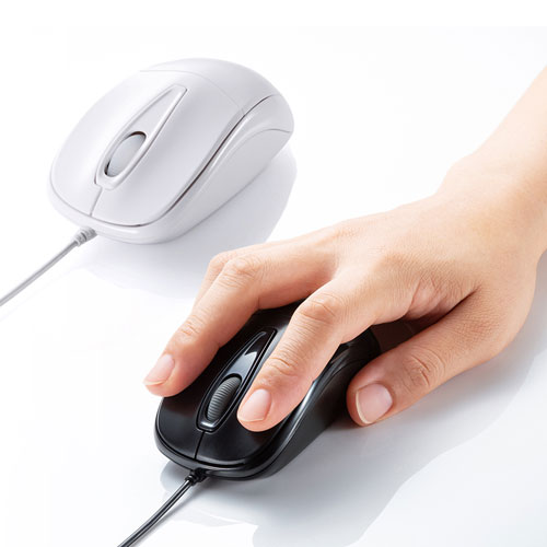 静音有線マウス（ケーブル接続・光学センサー・3ボタン・左右対称・中型・ブラック・ サンワサプライ）