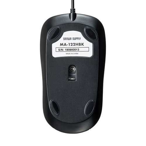 静音有線マウス（ケーブル接続・光学センサー・3ボタン・左右対称・中型・ブラック・ サンワサプライ）