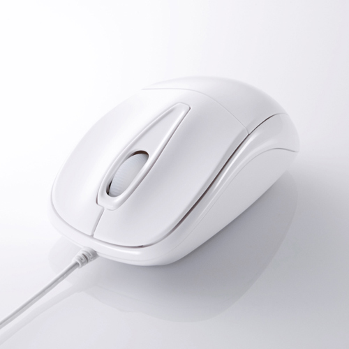 静音有線マウス（ケーブル接続・光学センサー・3ボタン・左右対称・中型・ホワイト・ サンワサプライ）