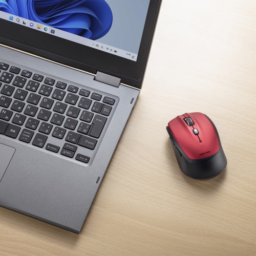 ワイヤレスマウス(Bluetooth・おすすめ・おしゃれ・人気・5ボタン・電池式・レッド） MA-BB509R サンワサプライ