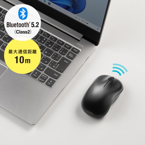 Bluetoothマウス（Type-C・充電式・3ボタン・軽量・バッテリー式・ワイヤレス・無線・紙箱・スタンダード・ブラック）