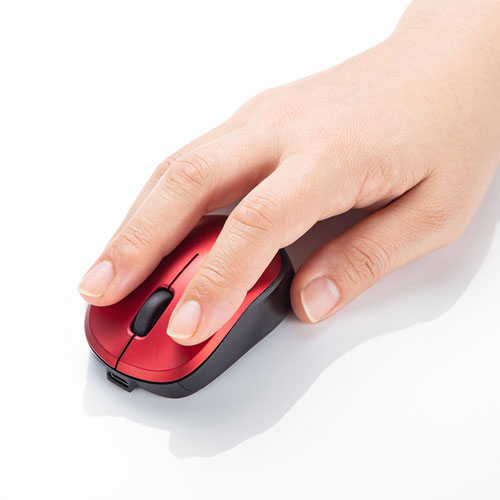ワイヤレスマウス(Bluetooth・充電式・おすすめ・おしゃれ・人気・ブルーLED・静音・超軽量・3ボタン・レッド）MA-BBS308R サンワサプライ