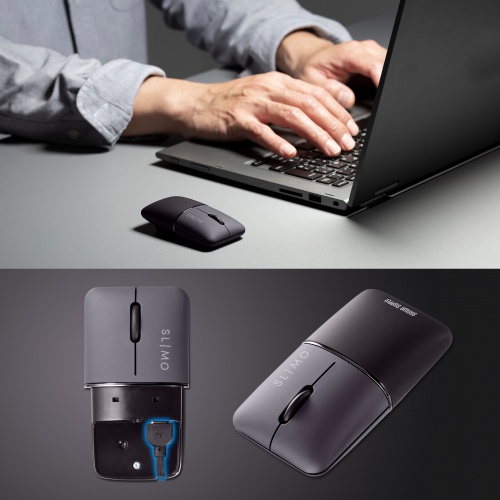 ワイヤレスマウス(Bluetooth・充電式・おすすめ・おしゃれ・人気・モバイルマウス・SLIMO・スリム・軽量・静音・ブラック） MA-BBS310BK サンワサプライ