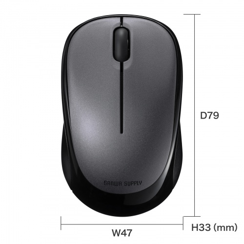 超小型マウス（Bluetooth・静音・Win/Mac対応・3ボタン・軽量・乾電池式・ダークシルバー）