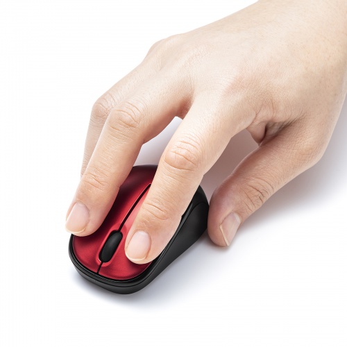 超小型マウス（Bluetooth・静音・Win/Mac対応・3ボタン・軽量・乾電池式・レッド）