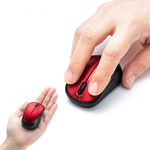 超小型マウス（Bluetooth・静音・Win/Mac対応・3ボタン・軽量・乾電池式・レッド）