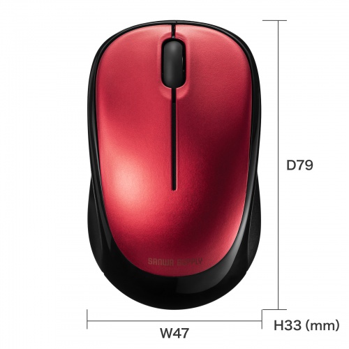 超小型マウス（Bluetooth・静音・Win/Mac対応・3ボタン・軽量・乾電池式・レッド）