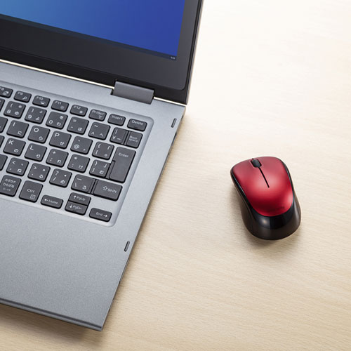 ワイヤレスマウス(Bluetooth・おすすめ・おしゃれ・人気・ブルーLED・超小型・超軽量・3ボタン・電池式・左右対称・レッド） MA-BBS311R サンワサプライ