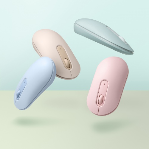 Bluetoothマウス（薄型・3ボタン・静音・かわいい・3台マルチペアリング・乾電池式・ワイヤレス・無線・くすみカラー・ベージュ）