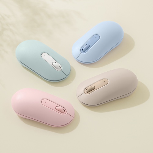 Bluetoothマウス（薄型・3ボタン・静音・かわいい・3台マルチペアリング・乾電池式・ワイヤレス・無線・くすみカラー・ベージュ）