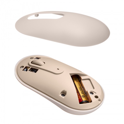 Bluetoothマウス（薄型・3ボタン・静音・かわいい・3台マルチペアリング・乾電池式・ワイヤレス・無線・くすみカラー・ベージュ）
