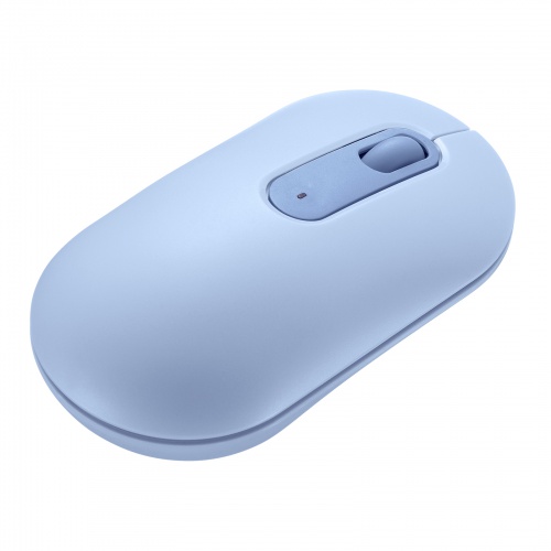 Bluetoothマウス（薄型・3ボタン・静音・かわいい・3台マルチペアリング・乾電池式・ワイヤレス・無線・くすみカラー・ブルー）