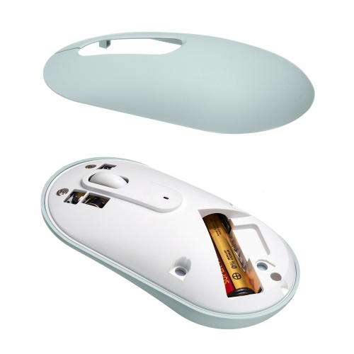 Bluetoothマウス（薄型・3ボタン・静音・かわいい・3台マルチペアリング・乾電池式・ワイヤレス・無線・くすみカラー・グリーン）