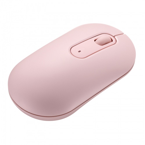 Bluetoothマウス（薄型・3ボタン・静音・かわいい・3台マルチペアリング・乾電池式・ワイヤレス・無線・くすみカラー・ピンク）