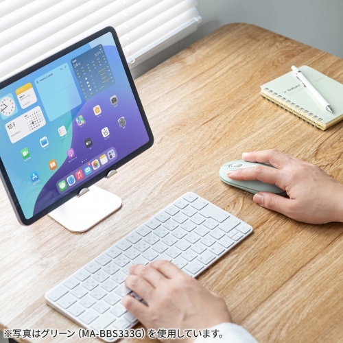 Bluetoothマウス（薄型・3ボタン・静音・かわいい・3台マルチペアリング・乾電池式・ワイヤレス・無線・くすみカラー・ピンク）