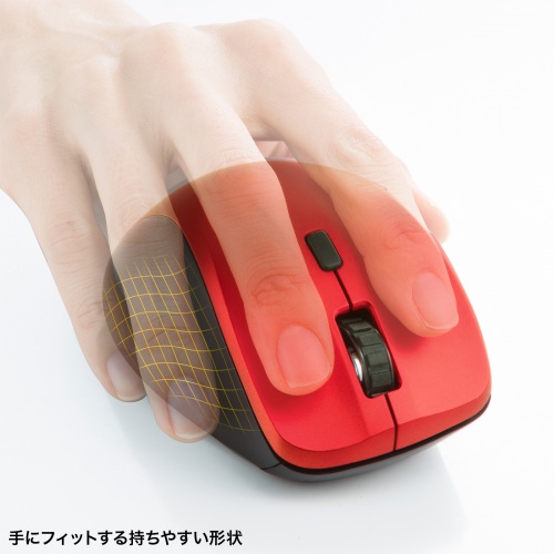 Bluetoothマウス（横スクロール・サイドホイール・乾電池式・マルチペアリング・静音・ワイヤレス・DPI切替・レッド） MA-BBS523R サンワサプライ