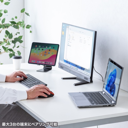 Bluetoothマウス（横スクロール・サイドホイール・乾電池式・マルチペアリング・静音・ワイヤレス・DPI切替・レッド） MA-BBS523R サンワサプライ