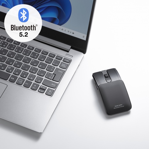 マウス（小型・Bluetooth・静音・5ボタン・戻る/進むボタン・ホイール・スライドカバー・持ち運び・コンパクト・モバイル・急速充電式・スリム・軽量・グレー）