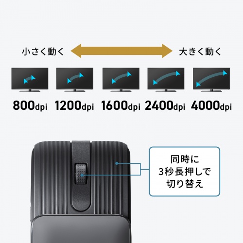 マウス（小型・Bluetooth・静音・5ボタン・戻る/進むボタン・ホイール・スライドカバー・持ち運び・コンパクト・モバイル・急速充電式・スリム・軽量・グレー）