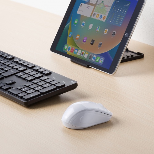 ワイヤレスマウス(Bluetooth・電池式・おすすめ・おしゃれ・人気・静音・抗菌・3ボタン・iPhone15・iPhone15plus・ホワイト） MA-BBSK315W サンワサプライ