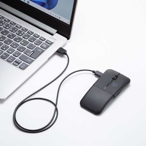 Bluetoothマウス（薄型・3ボタン・USB充電式・IRセンサー・折りたたみ式・マルチペアリング対応・ポーチ付き・ブラック）