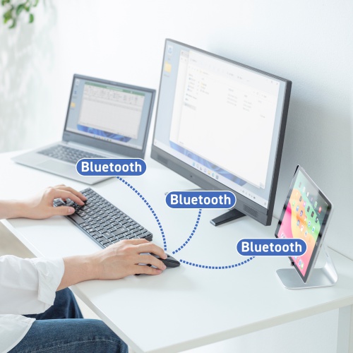 Bluetoothマウス（薄型・5ボタン・戻る進むボタン・USB充電式・IRセンサー・折りたたみ式・マルチペアリング対応・ポーチ付き・ブラック）