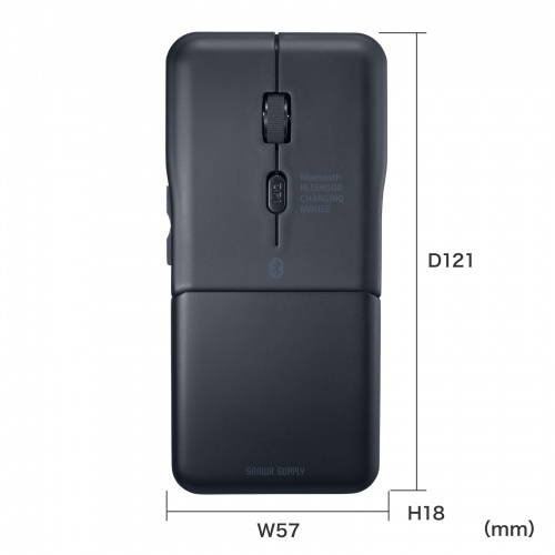 Bluetoothマウス（薄型・5ボタン・戻る進むボタン・USB充電式・IRセンサー・折りたたみ式・マルチペアリング対応・ポーチ付き・ブラック）