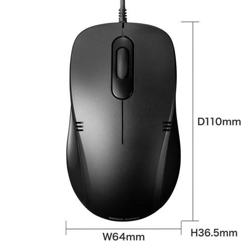 有線マウス(ブルーLED・３ボタン・ブラック)