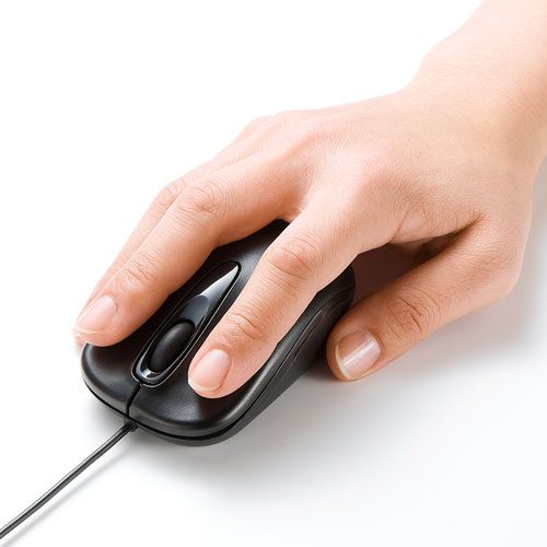 ブルーLEDマウス（有線・3ボタン・ブラック）