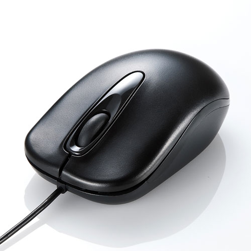 ブルーLEDマウス（有線・3ボタン・ブラック）