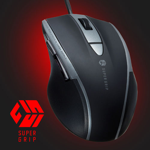 マウス（静音・有線・USB接続・ブルーLED・5ボタン・中型・ブラック）