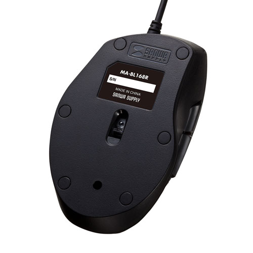 マウス（静音・有線・ブルーLED・5ボタン・中型・レッド）